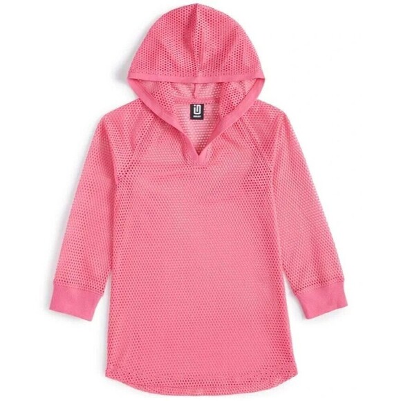ID Ideology Toddler Little Girl Hooded Mesh Cover-up Long Sleeve In Wild Rose 6X - Picture 1 of 6